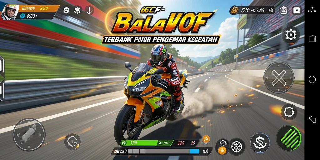 Gameplay balapan motor yang seru dan menegangkan.