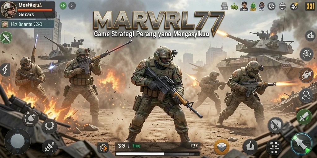 Tampilan gameplay menarik dengan pertempuran strategis di MARVRL77.
