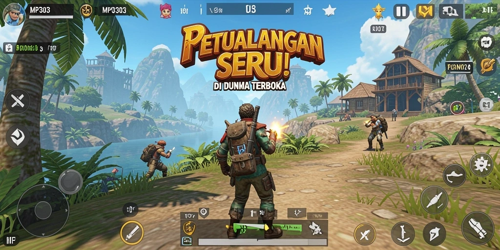 Tampilan gameplay dari MPO303 di dunia terbuka yang luas.