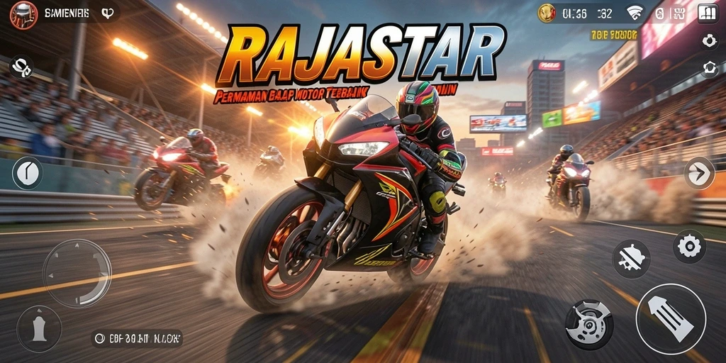 Tampilan gameplay RAJASTAR yang penuh aksi dan kecepatan.